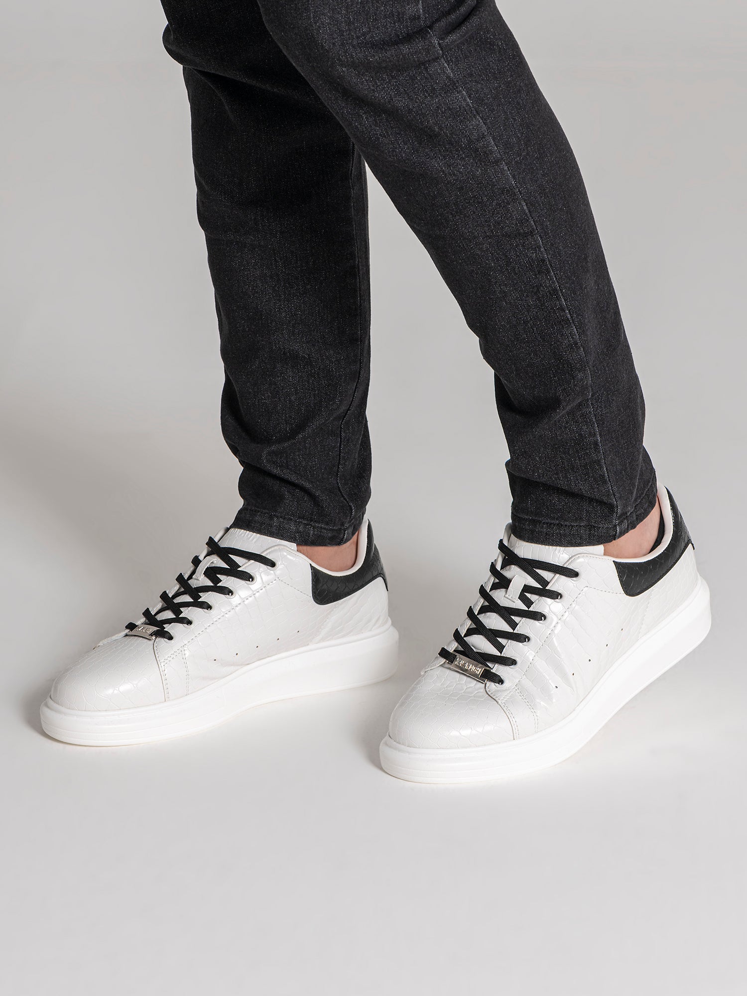 White Elevated Block Sneakers