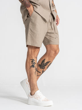 Taupe Nature Linen Shorts
