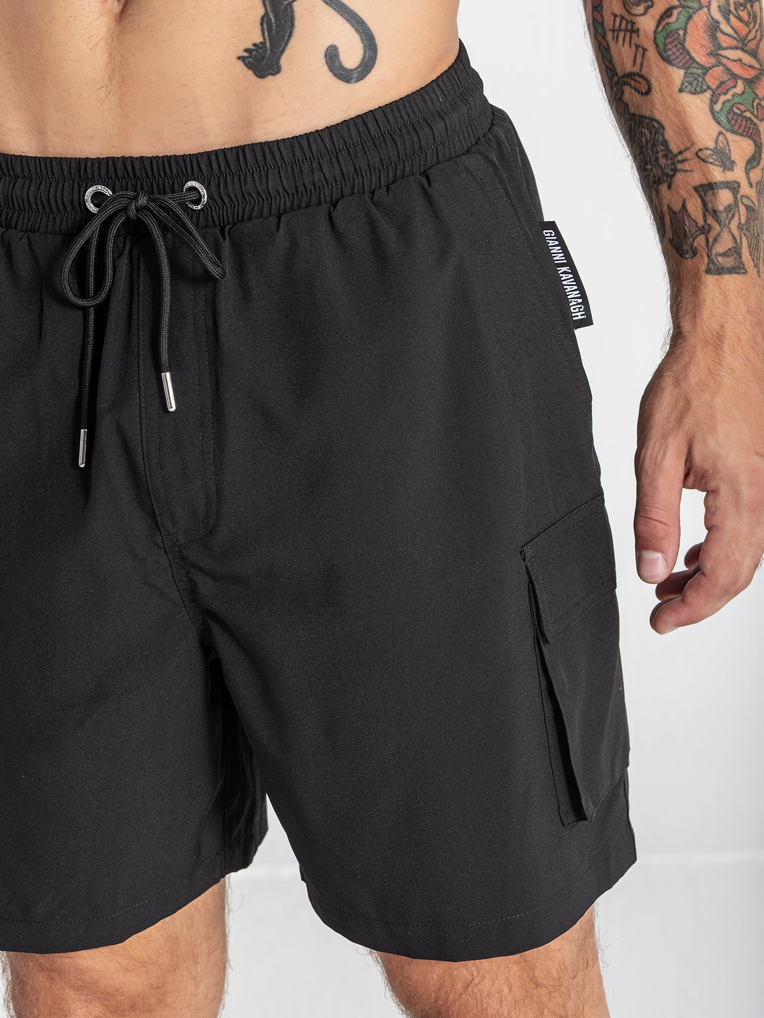 Black Cargo Swimshorts