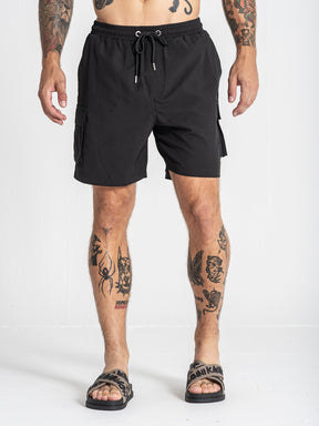 Black Cargo Swimshorts