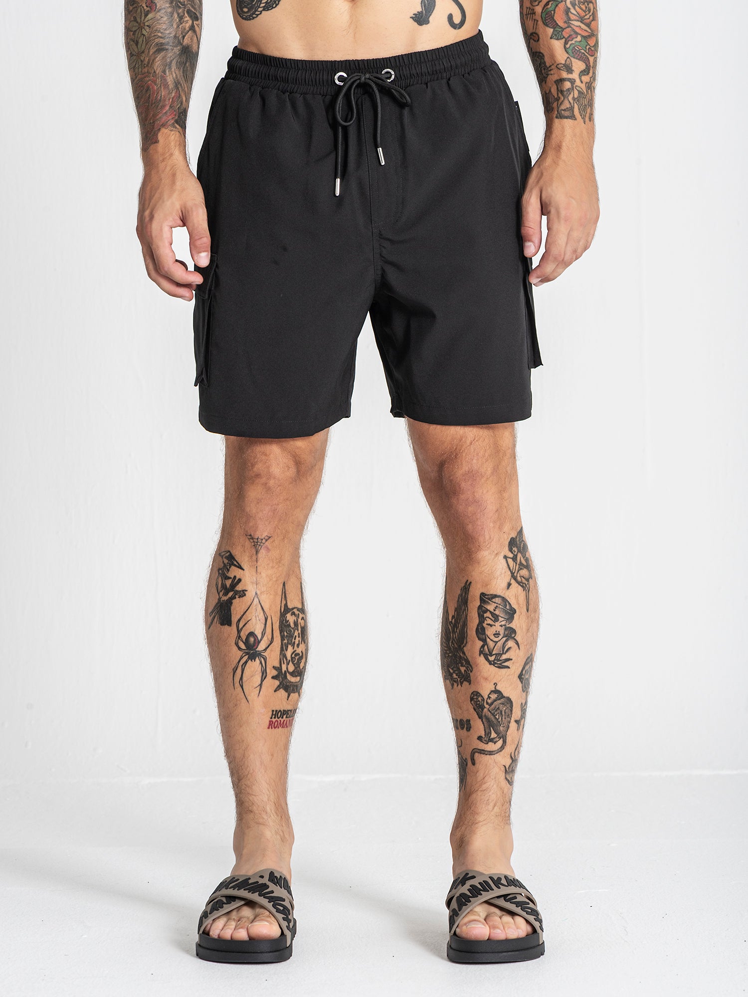 Black Cargo Swimshorts