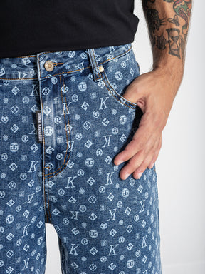 Blue Monogram Denim Shorts