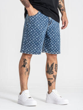 Blue Monogram Denim Shorts