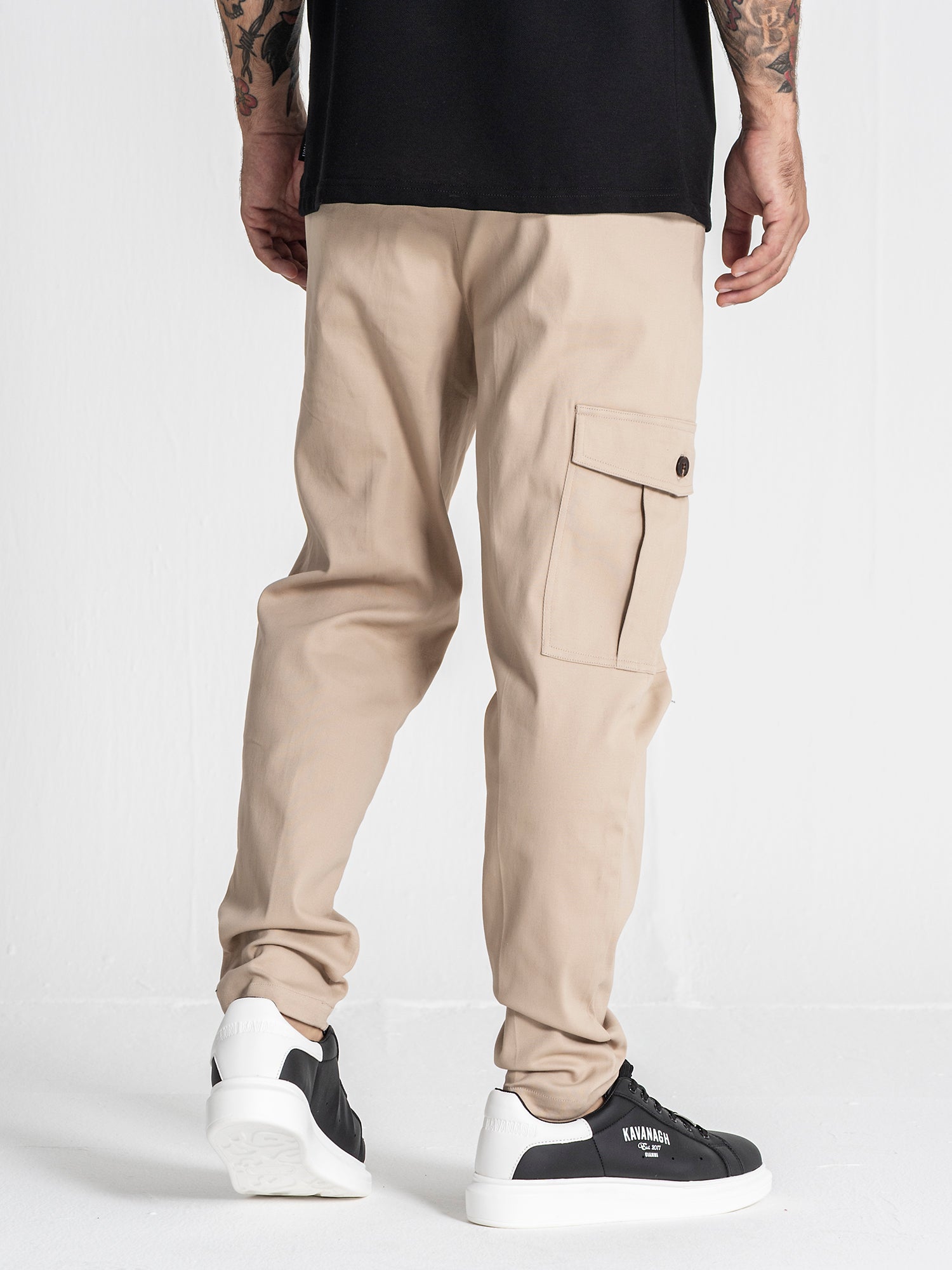 Beige Cargo Chino Pants