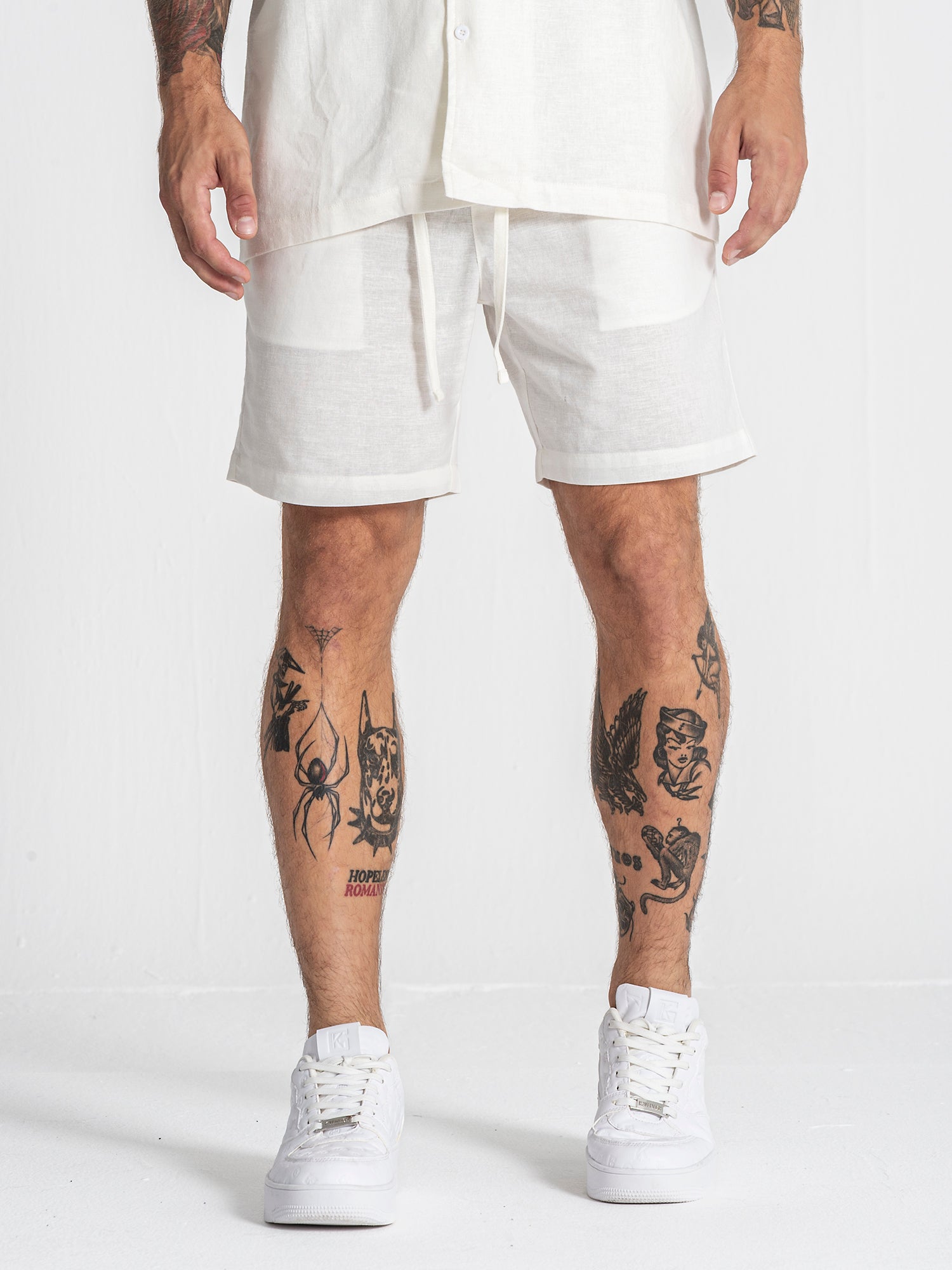 White Nature Linen Shorts