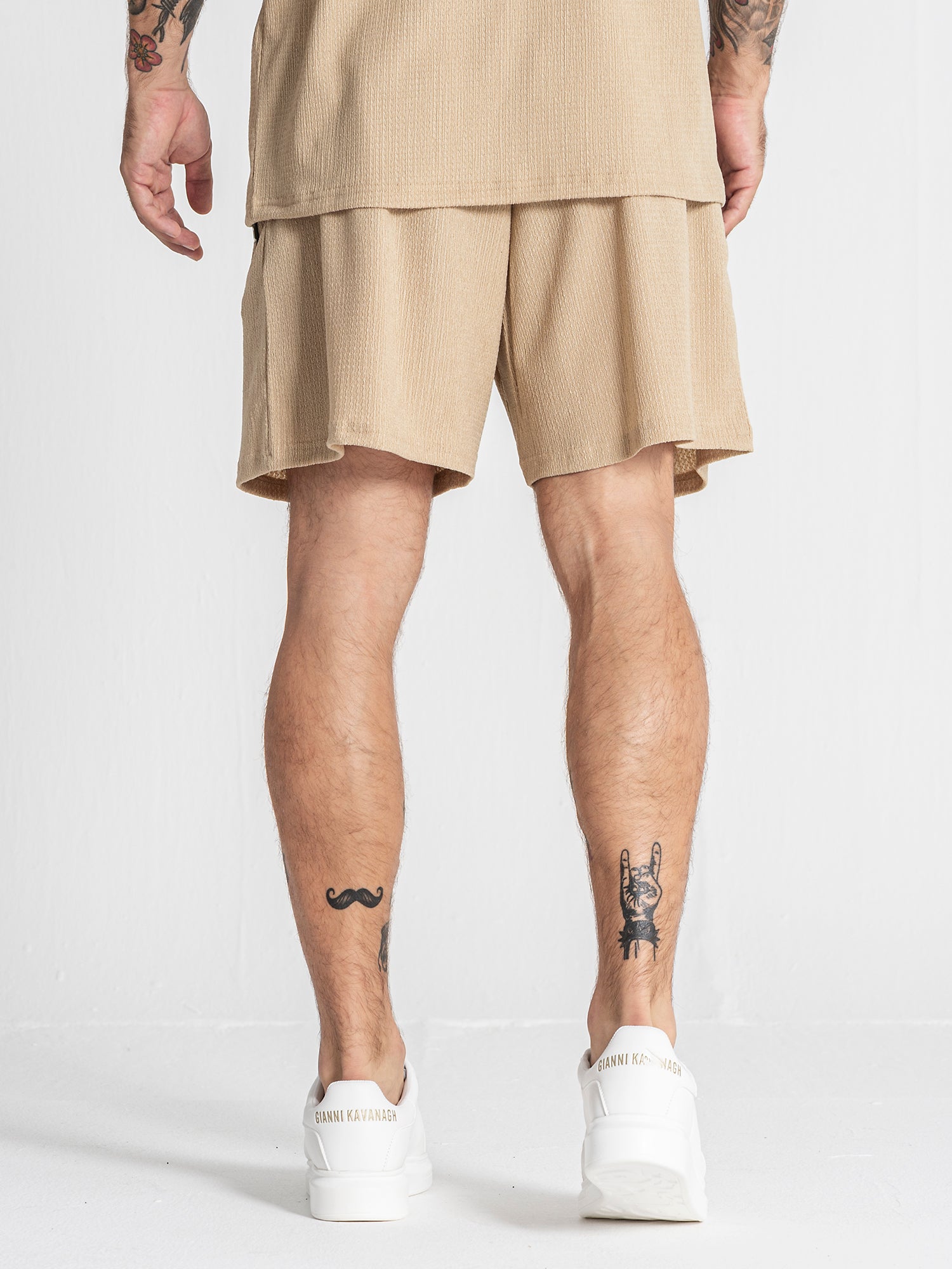 Beige Texture Shorts