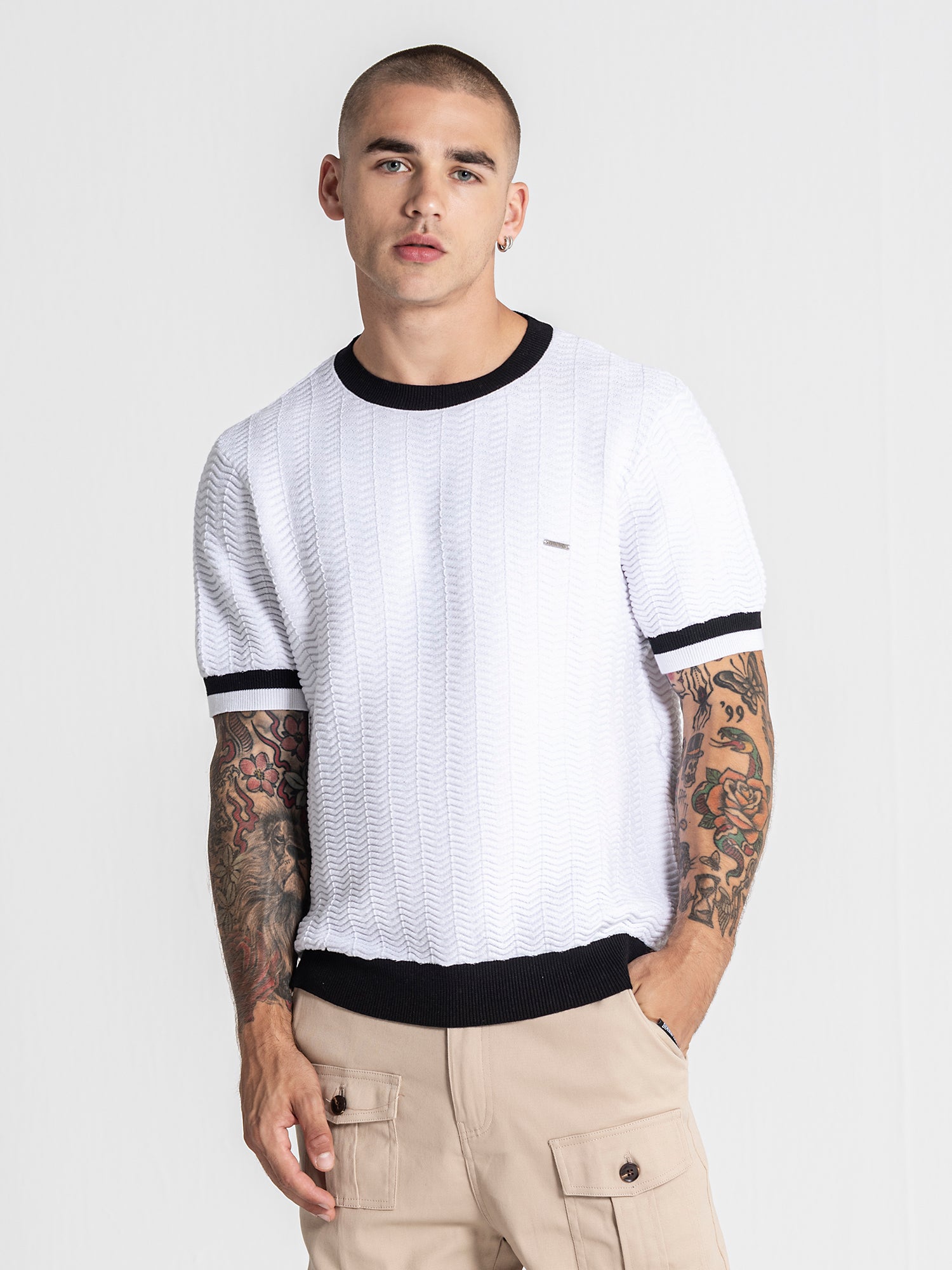 White Edge Knit Tee