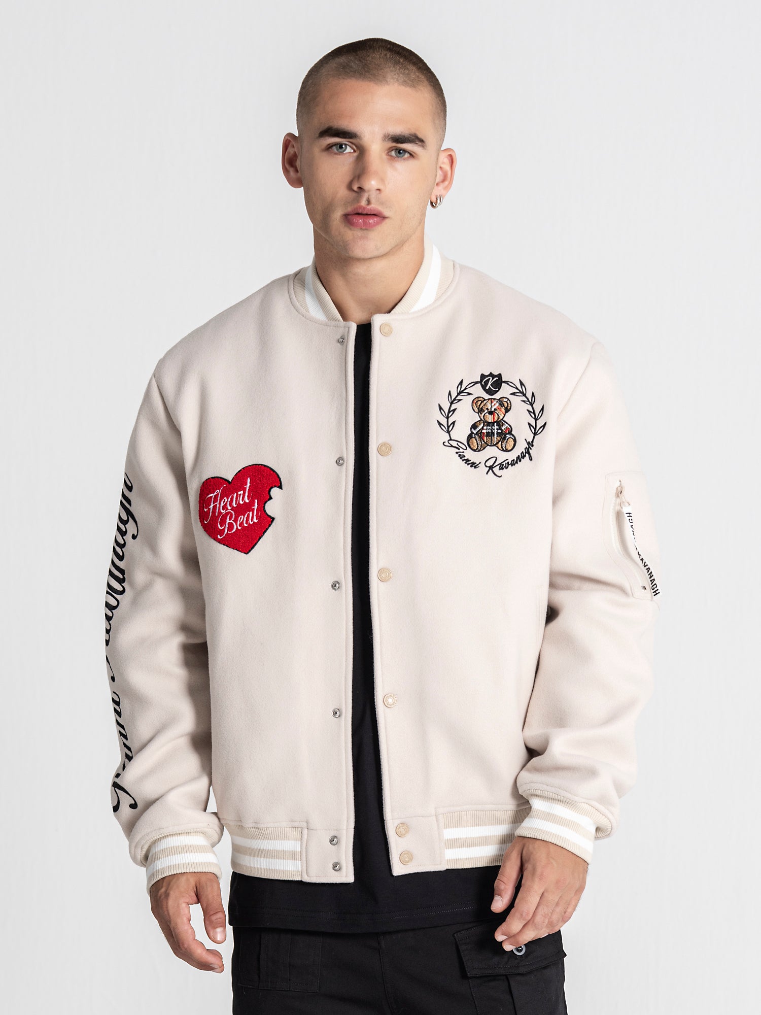 Beige Noble Bear Bomber Jacket