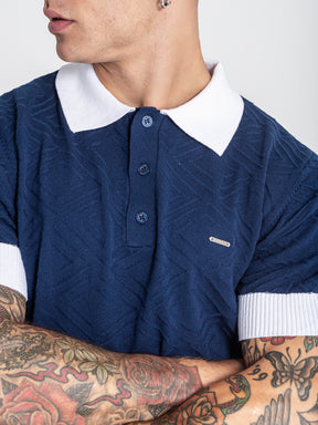 Navy Blue Edge Knit Polo