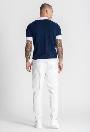 Navy Blue Edge Knit Polo