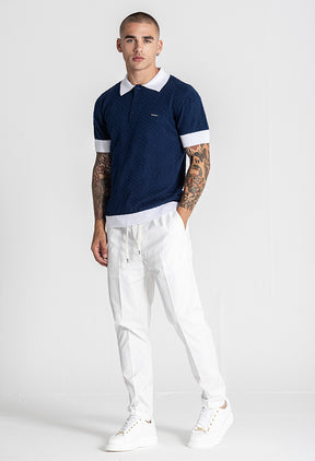 Navy Blue Edge Knit Polo