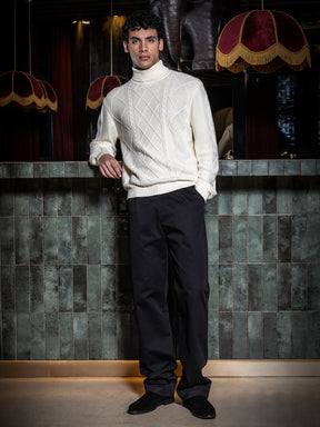 White Cable Knit Turtleneck