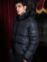 Black Smart Houndstooth Puffer Jacket